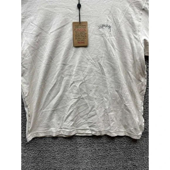 NWD Stussy Relaxed Fit Cotton Lazy Crewneck Short Sleeve Tee Bone Unisex Size‎ M